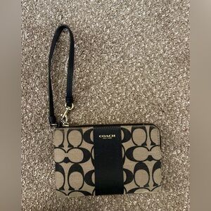 Coach Black and Tan Signature Wristlet